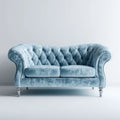 Dwuosobowa sofa Chesterfield z poliestru, jasnoniebieska, 180 x 90 x 78 cm