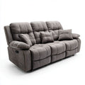 3-osobowa sofa relaksacyjna z tapicerką poliestrową, szara, 220 x 95 x 105 cm