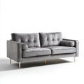 Szara sofa dwuosobowa z aksamitną tapicerką, 180 x 85 x 85 cm