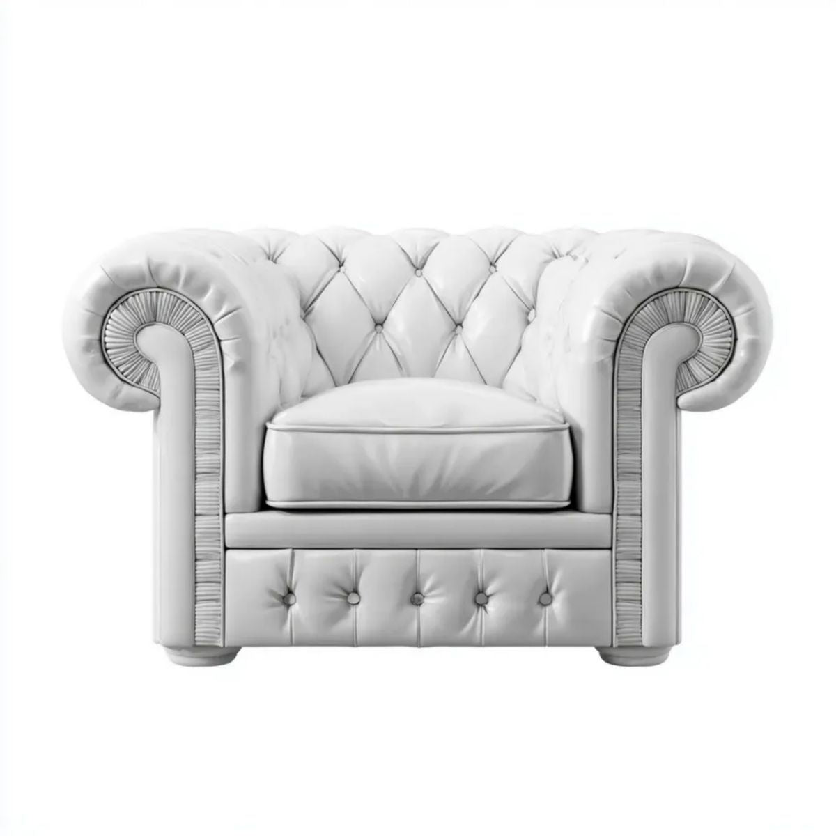 Fotel Chesterfield biały z tapicerką z ekoskóry PU, 120 x 95 x 75 cm