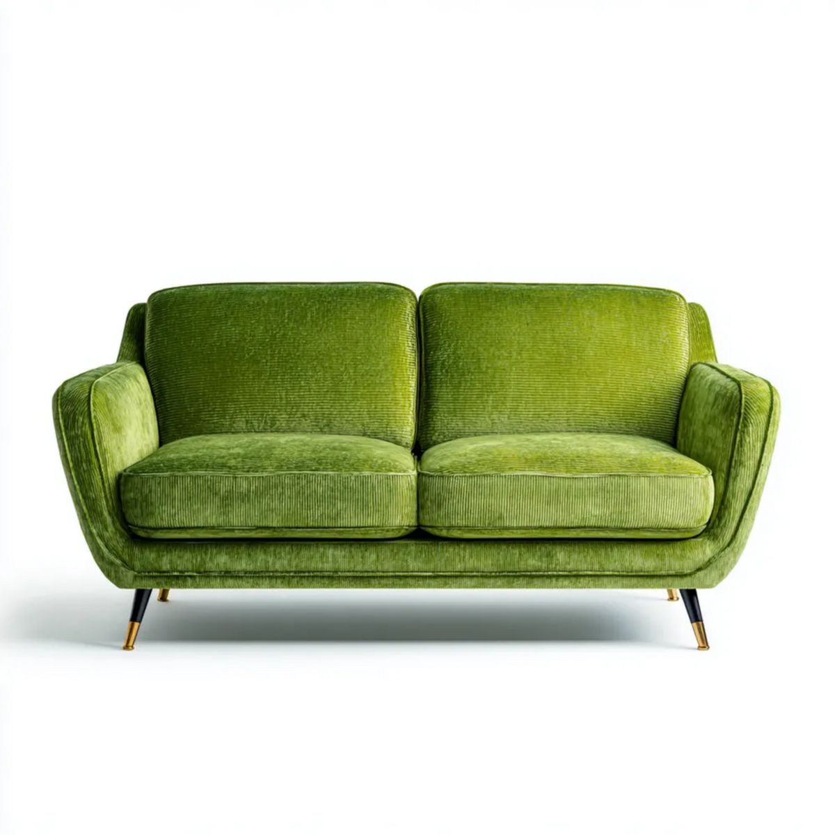 Zielona sofa dwuosobowa z tapicerką sztruksową z poliestru, 150 × 85 × 85 cm