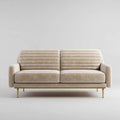 Sofa dwuosobowa beżowa z weluru poliestrowego ze złotymi nogami, 160 x 84 x 82 cm