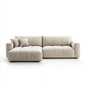 Kremowa sofa narożna z lewym szezlongiem z tkaniny poliestrowej, 280 × 160 × 85 cm