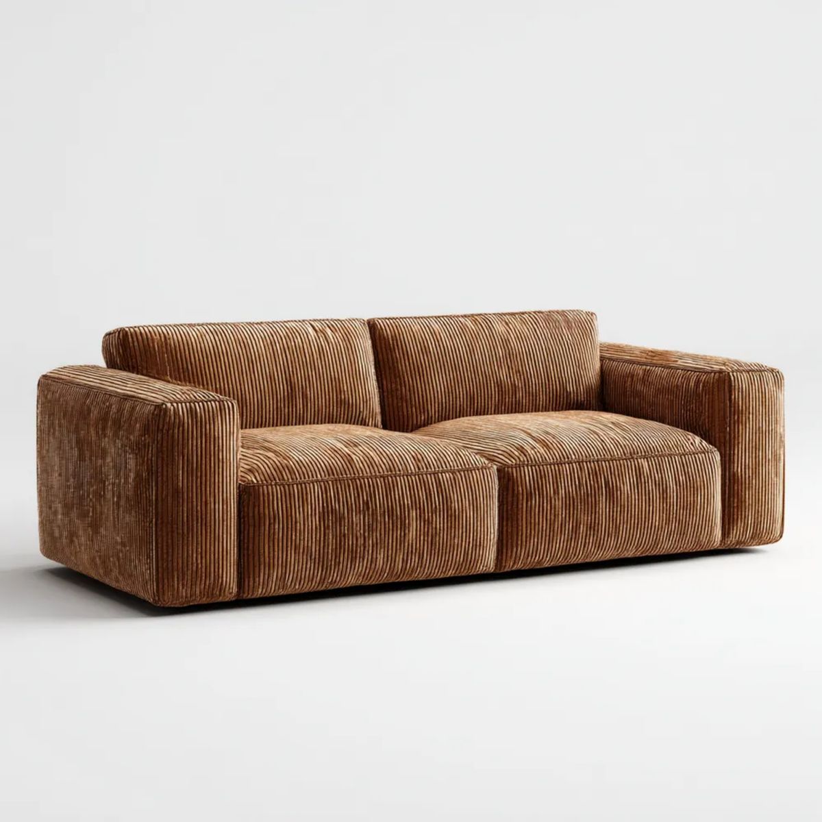Brązowa sofa dwuosobowa z tkaniny sztruksowej 180 × 90 × 78 cm