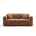 Dwuosobowa sofa brązowa z poliestru o strukturze sztruksu, 160 × 90 × 85 cm