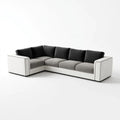 Modułowa sofa narożna w kształcie L z PU i poliestru, biało-szaro-czarna, 280 × 210 × 85 cm