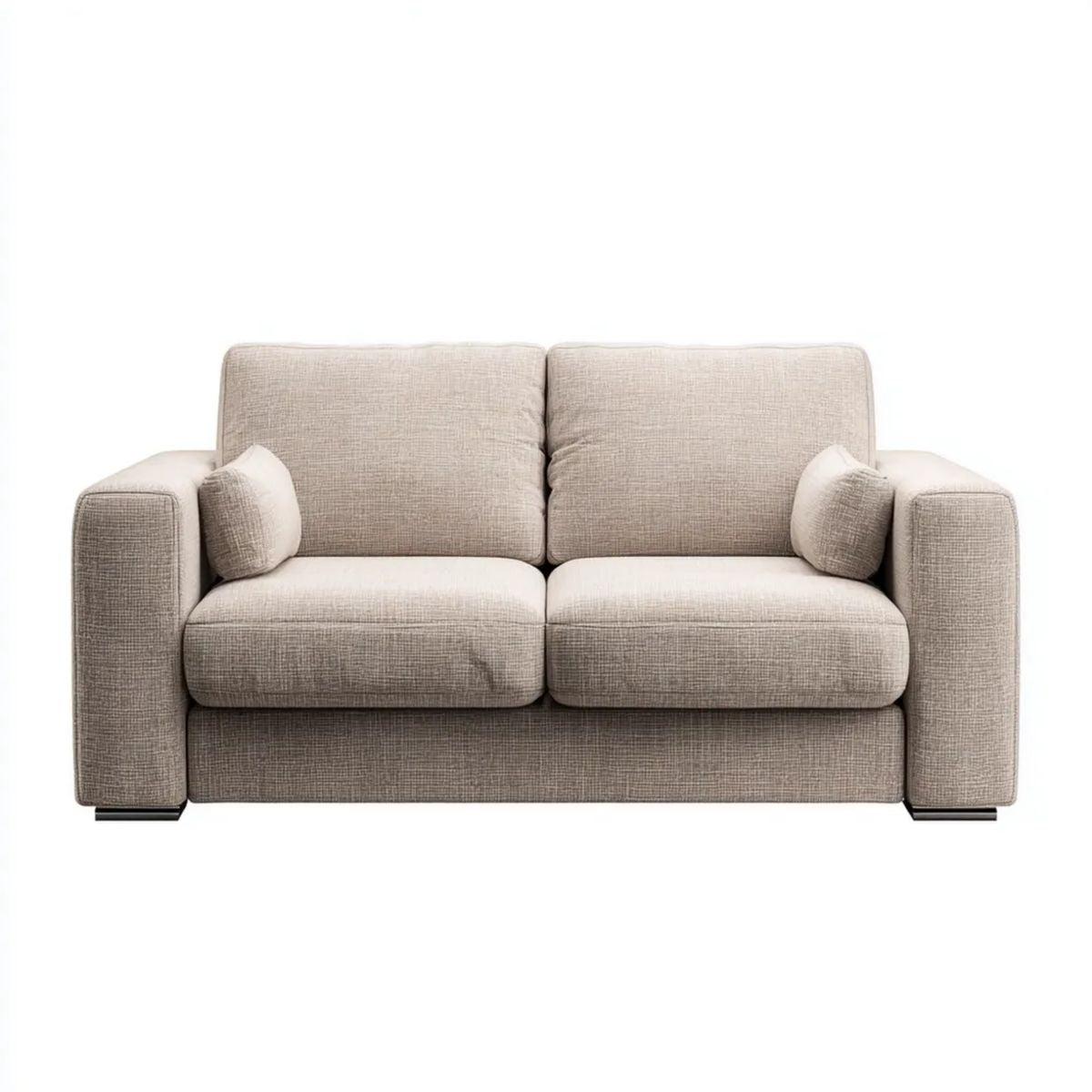 Sofa dwuosobowa beżowa z tapicerką poliestrową 180 x 90 x 85 cm