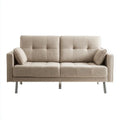 Sofa 2-osobowa beżowa z tapicerką poliestrową 160 × 85 × 88 cm