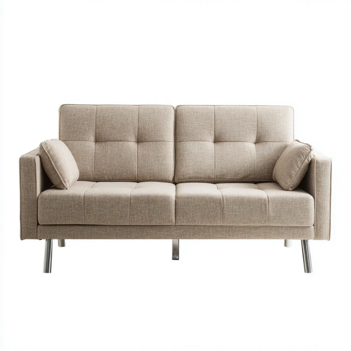 Sofa 2-osobowa beżowa z tapicerką poliestrową 160 × 85 × 88 cm