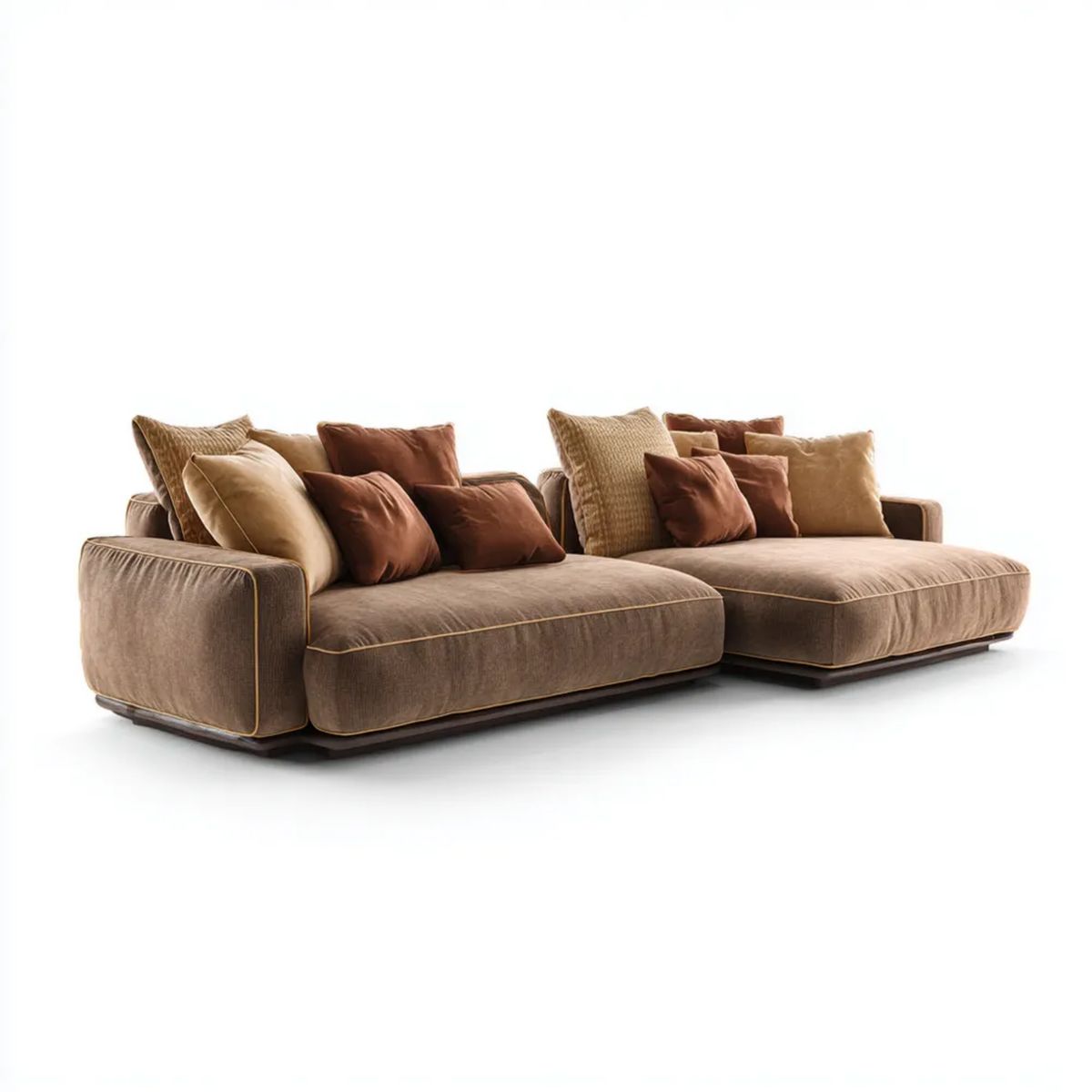 Modułowa sofa narożna w kształcie L, brązowa, z aksamitu poliestrowego, 320 × 180 × 85 cm