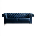 Trzyosobowa sofa Chesterfield z aksamitu granatowa, 220 × 90 × 75 cm