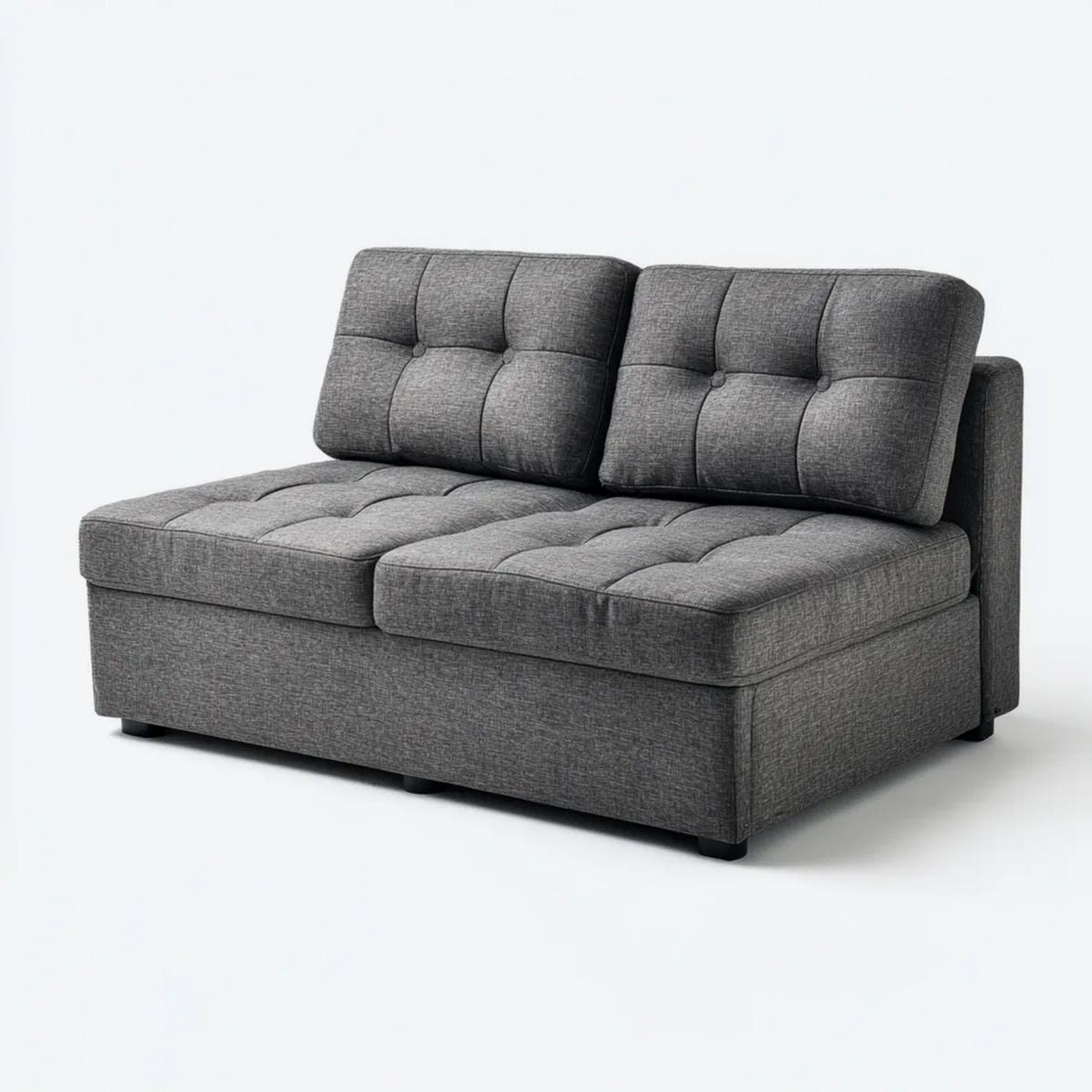 Szara sofa dwuosobowa z tapicerką poliestrową 150 × 90 × 85 cm
