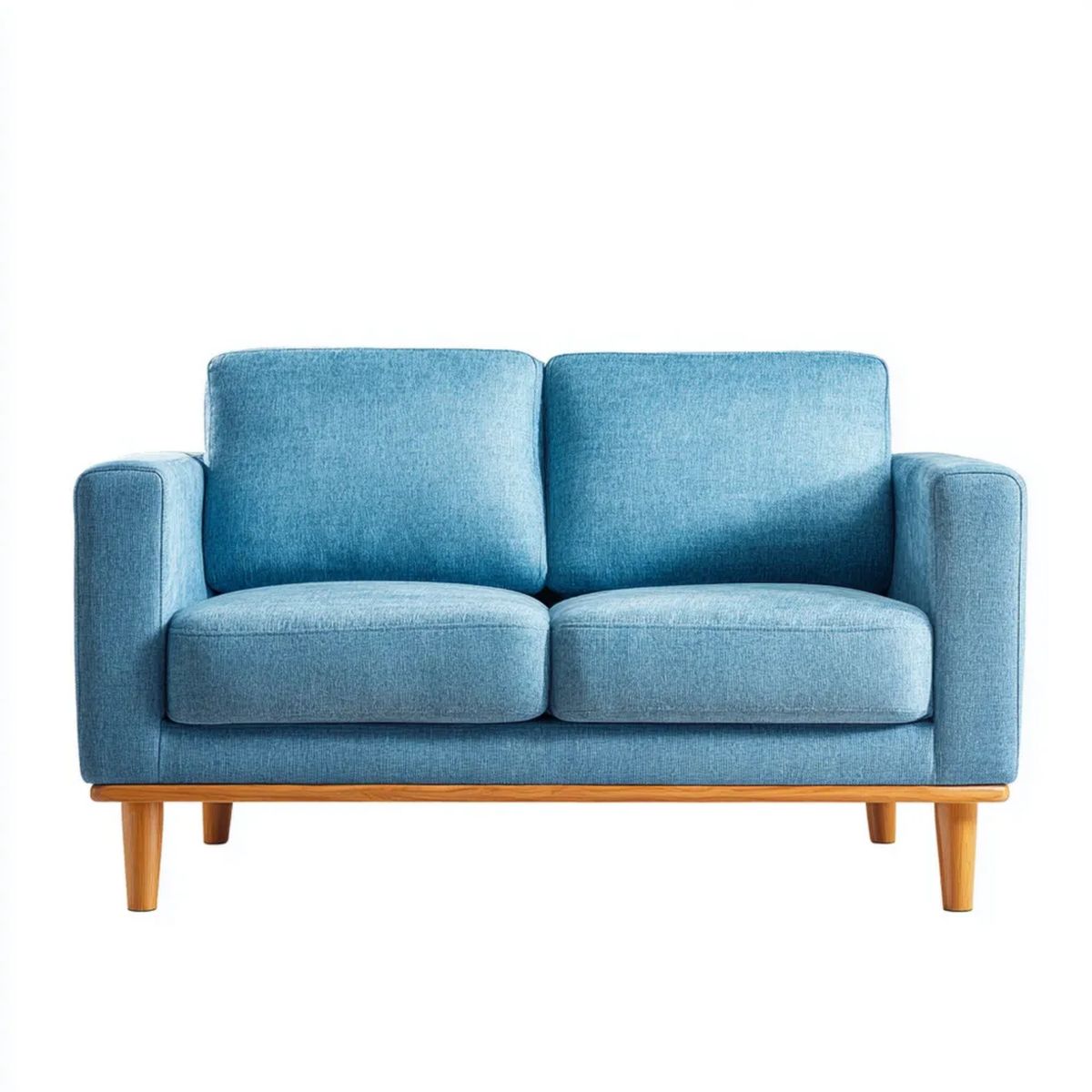 Dwuosobowa sofa niebieska z tapicerką poliestrową, 140 × 82 × 78 cm