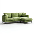 Zielona sofa narożna z szezlongiem po prawej stronie, tapicerka poliestrowa, 250 × 160 × 85 cm