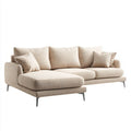 Beżowa sofa narożna z lewym szezlongiem z poliestru, 280 × 160 × 85 cm
