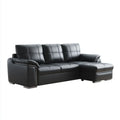 Czarna sofa narożna 3-osobowa w kształcie L z tapicerką z PU, 260 × 165 × 90 cm