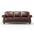 Trzyosobowa sofa z tapicerką PU, ciemnobrązowa, 220 × 90 × 95 cm