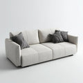Sofa trzyosobowa jasnoszara z tapicerką poliestrową, 220 x 95 x 85 cm