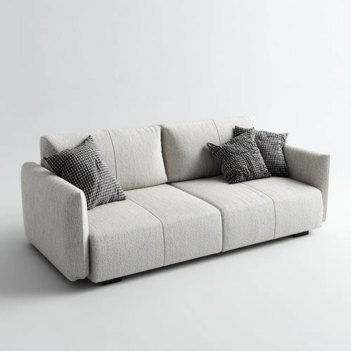 Sofa trzyosobowa jasnoszara z tapicerką poliestrową, 220 x 95 x 85 cm
