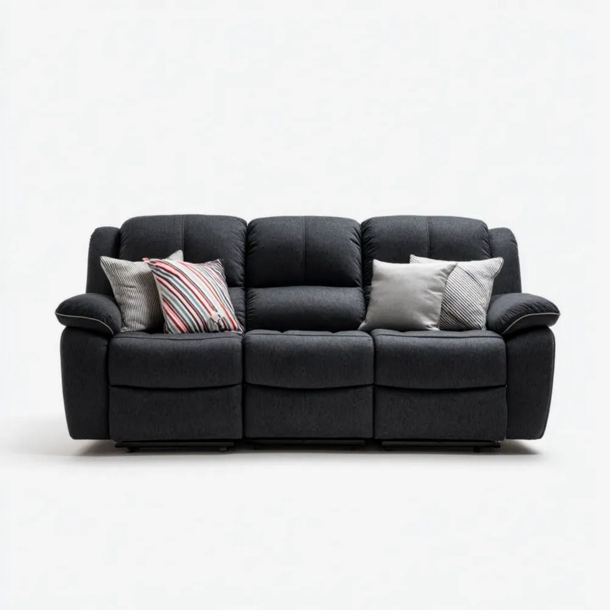 Trzyosobowa sofa czarna z tapicerką poliestrową, 210 × 95 × 100 cm