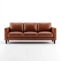 Trzyosobowa sofa z tapicerką ze skóry syntetycznej PU, brązowa, 210 × 88 × 85 cm
