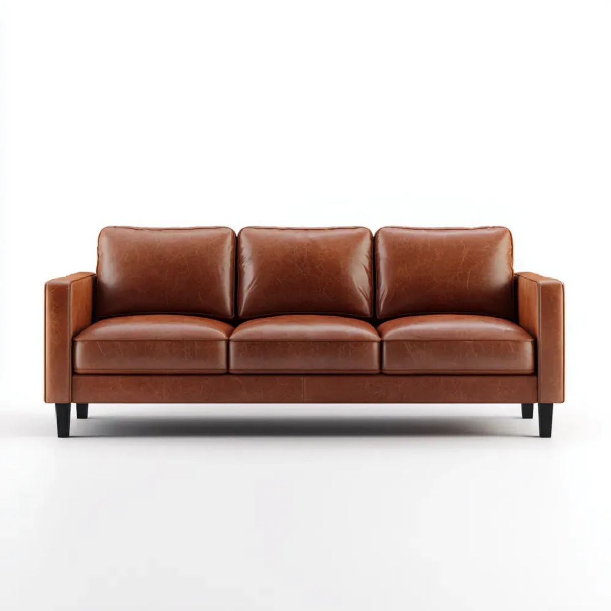Trzyosobowa sofa z tapicerką ze skóry syntetycznej PU, brązowa, 210 × 88 × 85 cm