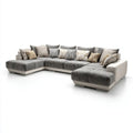 Modułowa sofa narożna w kształcie U z tapicerką tekstylną, szaro-kremowa, 360 × 280 × 85 cm